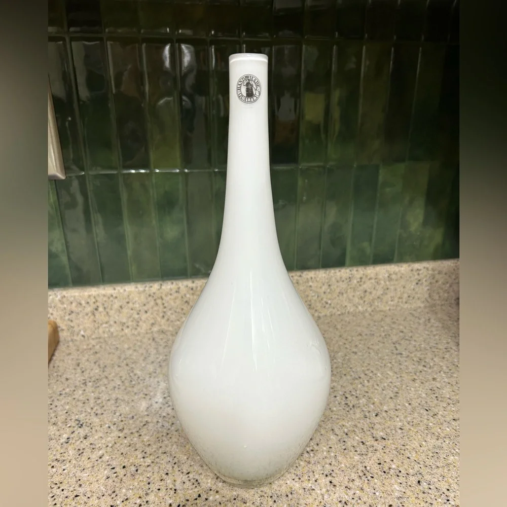 Gorgeous IKEA white Glass Hand Made Vase.